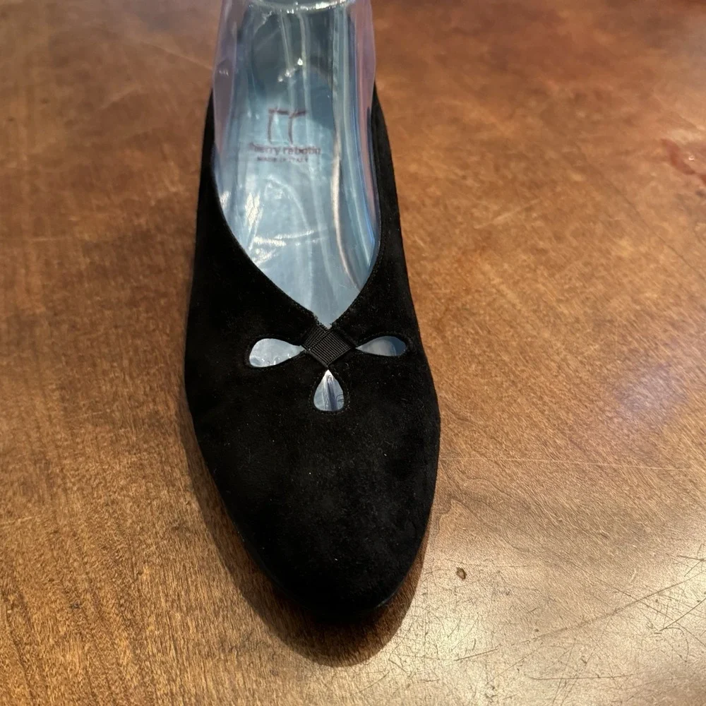 Thierry Rabotin Pumps Women 39 Black Suede Kitten Heel Cutout Made in Italy - Picture 5 of 13